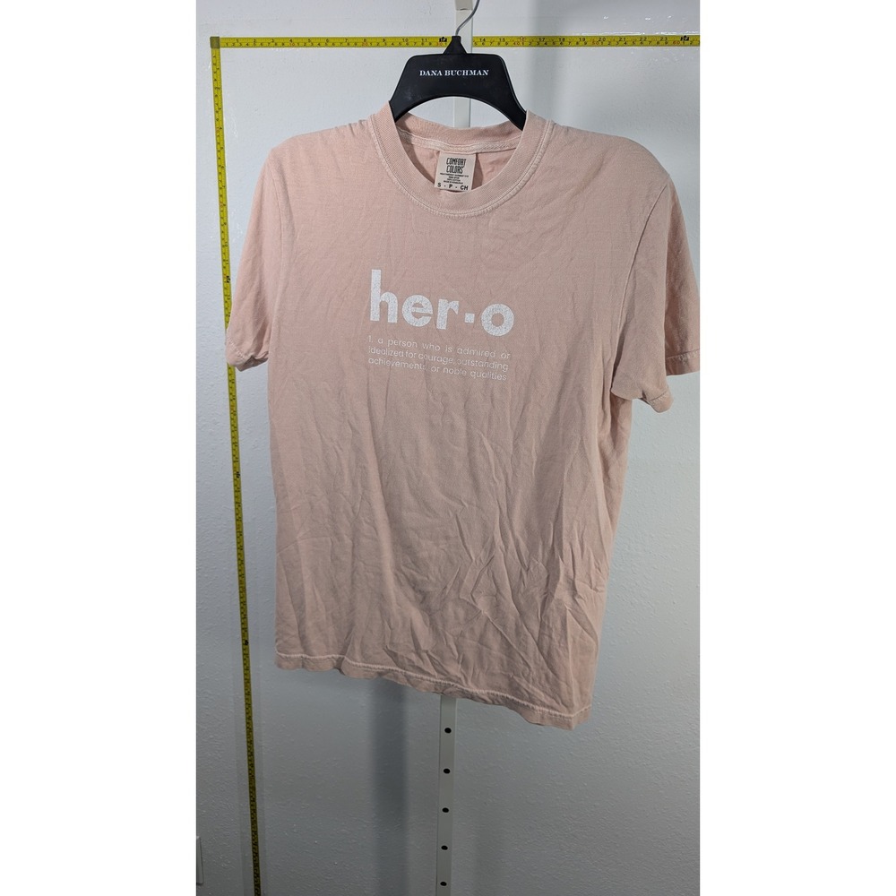 For King + Country Hero Graphic T-Shirt Comfort Colors Peach Pink Small
